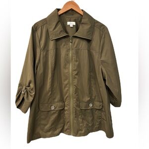 D&Co. Active Olive Lightweight 3/4 Sleeve Jacket Size XL